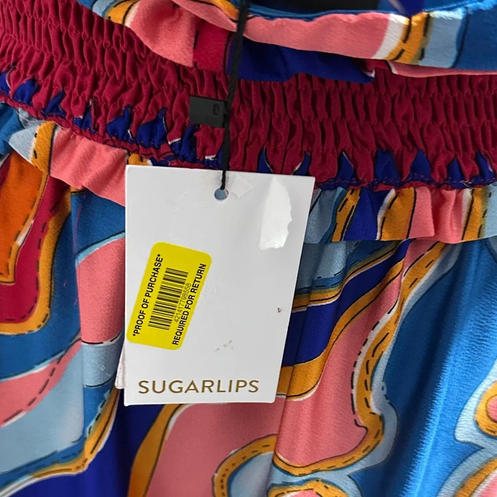 Sugarlips Multicolor Halter Maxi Dress in Blue, Pink, Orange - Picture 4 of 4